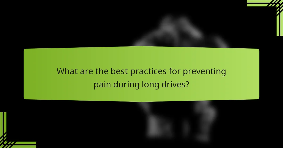 What are the best practices for preventing pain during long drives?