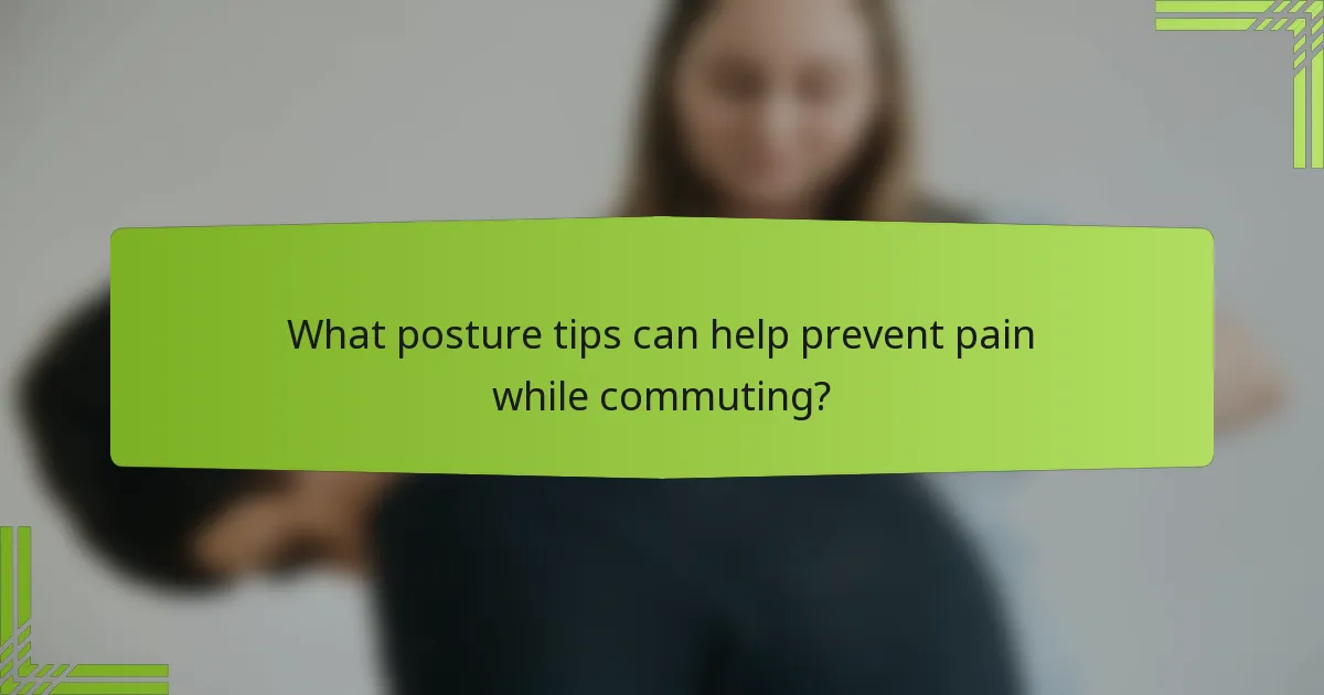 What posture tips can help prevent pain while commuting?