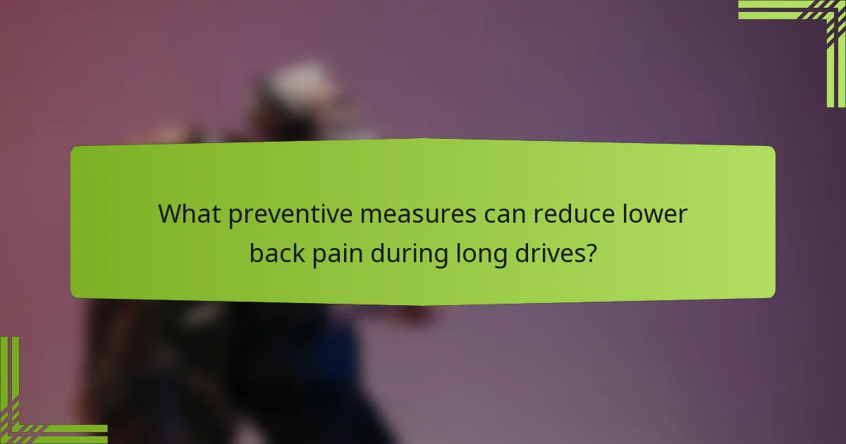 What preventive measures can reduce lower back pain during long drives?