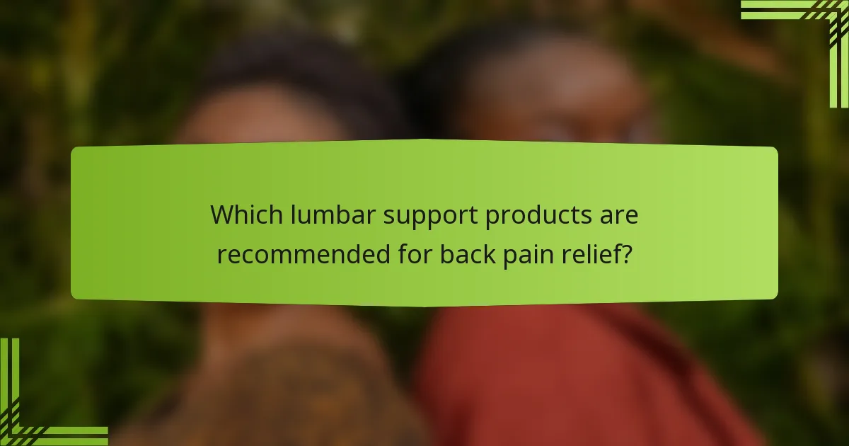 Which lumbar support products are recommended for back pain relief?